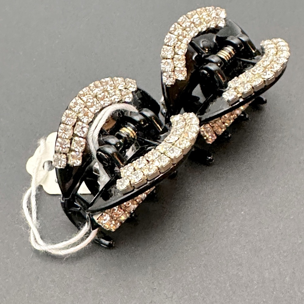 Crystal Encrusted Black Hair Clips (2 pieces) NWT - Picture 3 of 8